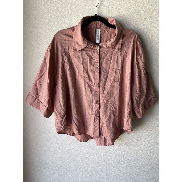 Athleta Cotton Dreams Sleep Oversized Top M Pink Pajama Shirt Loungewear - Picture 1 of 8